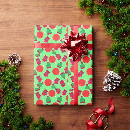 Rood en groen kerstpatroon inpakpapier (Feestdagen Geschenken)
