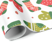 Rood en groen kerstpatroon Mittens Cadeaupapier (Rol Hoek)