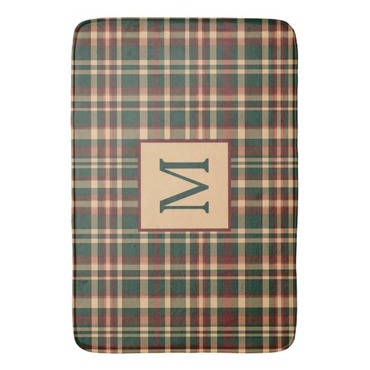 rood en groen kerstplakmonogram badmat (Voorkant Verticaal)