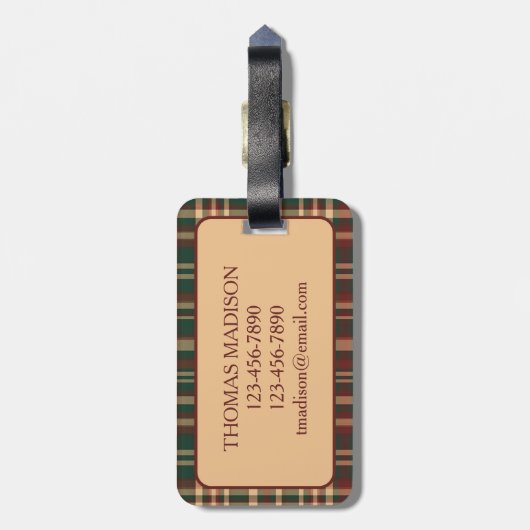  rood en groen kerstplakmonogram bagagelabel (Achterkant verticaal)