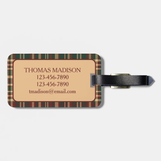 rood en groen kerstplakmonogram bagagelabel (Achterkant horizontaal)