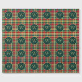 Rood en groen kerstplakmonogram cadeaupapier (Vlak)