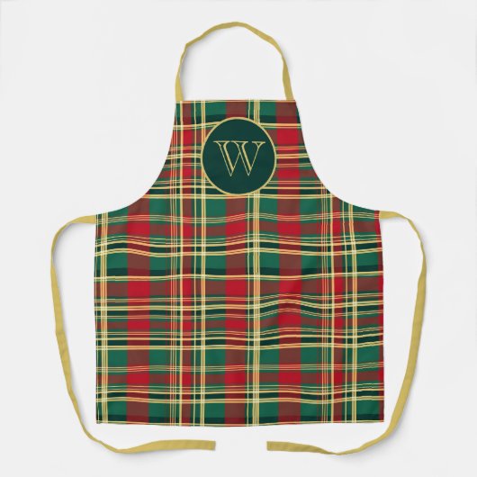 Rood en groen kerstplakmonogram schort (Voorkant)