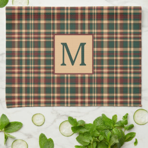  rood en groen kerstplakmonogram theedoek