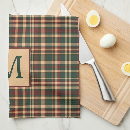 rood en groen kerstplakmonogram theedoek (Quarter Fold)