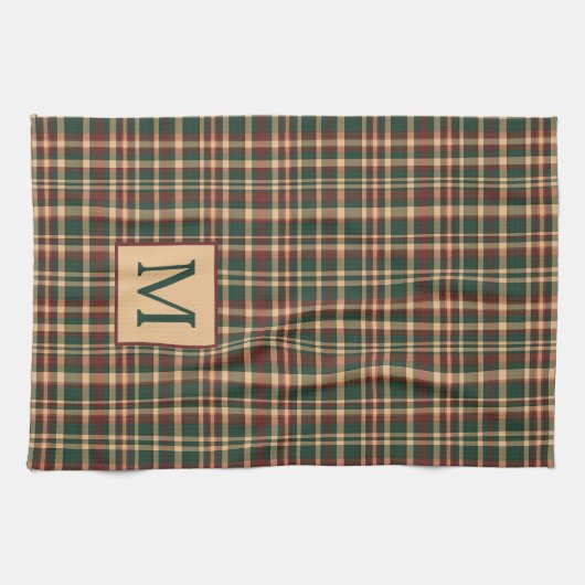  rood en groen kerstplakmonogram theedoek (Horizontaal)