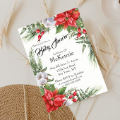 Rood en groen kerstpunsettia Baby shower Kaart
