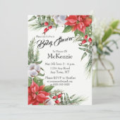 Rood en groen kerstpunsettia Baby shower Kaart (Staand voorkant)