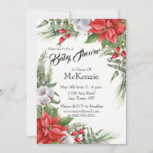 Rood en groen kerstpunsettia Baby shower Kaart (Voorkant)