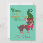 Rood en groen kerstpuppy afbeelding feestdagenkaart (Voorkant)