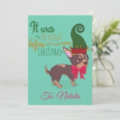 Rood en groen kerstpuppy afbeelding feestdagenkaart (Staand voorkant)
