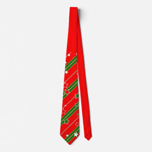 Rood en groen kerstStar-patroon Stropdas (Voorkant)