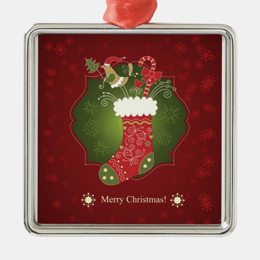 Rood en groen kerststoppingen metalen ornament (Voorkant)