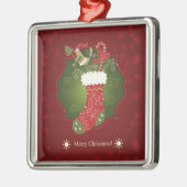 Rood en groen kerststoppingen metalen ornament (Links)