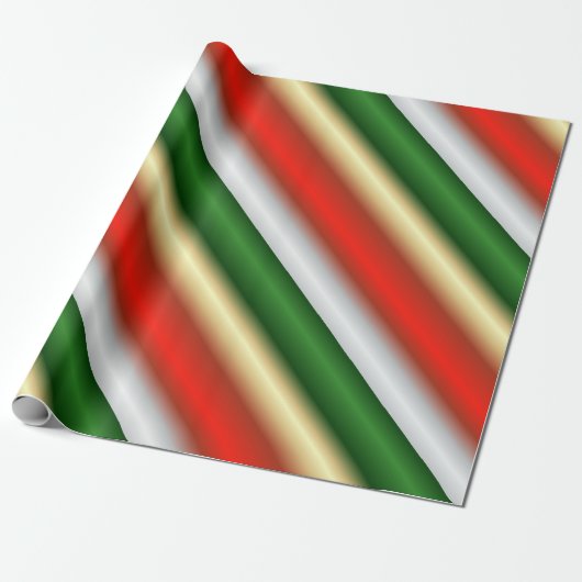 Rood en groen kerststrippapier cadeaupapier (Uitgerold)