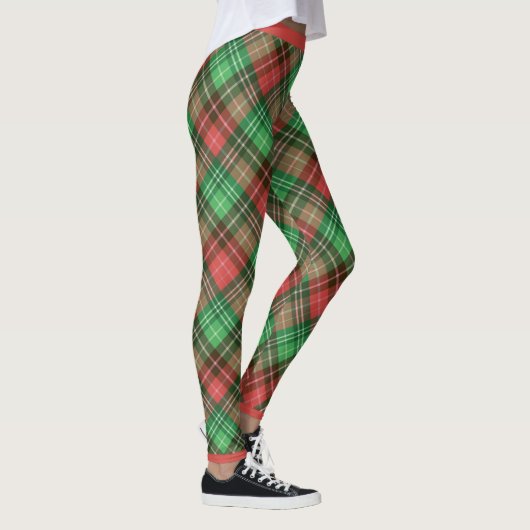Rood en groen kerstvierkant 2 Leggings (Rechts)