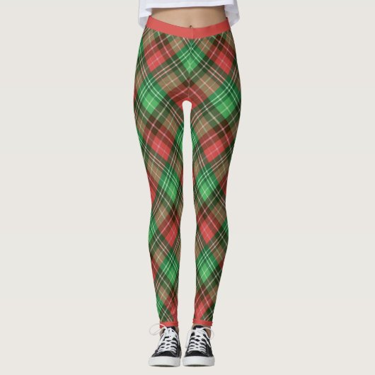 Rood en groen kerstvierkant 2 Leggings (Voorkant)