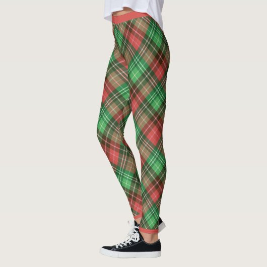 Rood en groen kerstvierkant 2 Leggings (Links)
