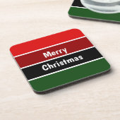 Rood en groen kerstvierkant Onderzetter (Linkerzijde)