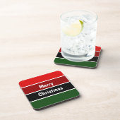 Rood en groen kerstvierkant Onderzetter (Rechterzijde)
