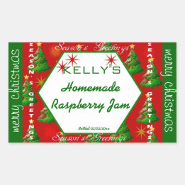 Rood en groen kerstvoedseletiket rechthoekige sticker