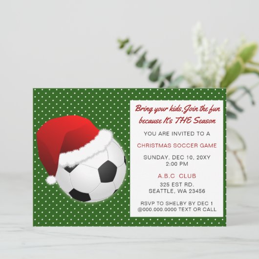 Rood- en Groen Kerstvoetbal Kaart (Staand voorkant)