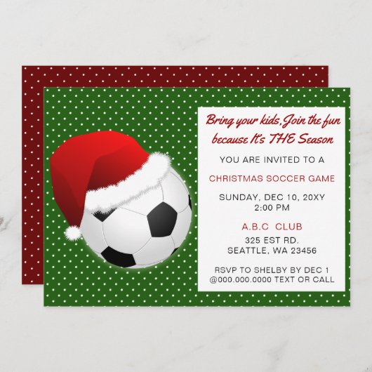 Rood- en Groen Kerstvoetbal Kaart (Voorkant / Achterkant)