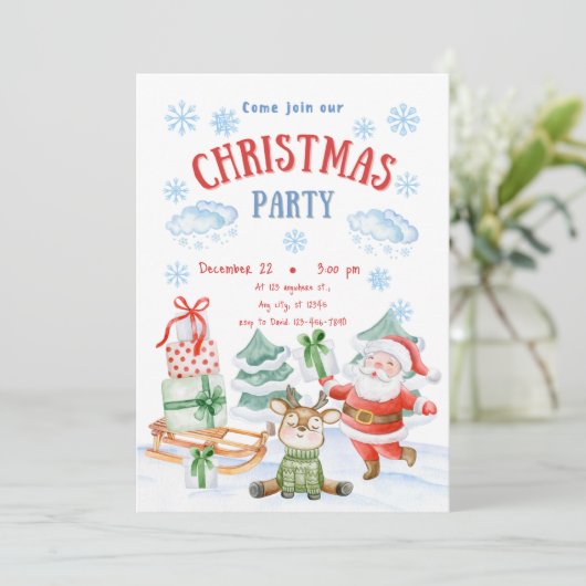 Rood en groen Kinder kerstfeest Kaart (Staand voorkant)