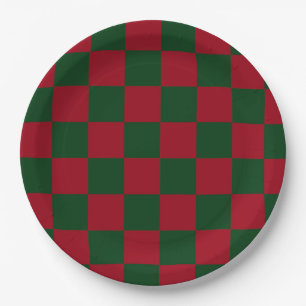 Rood en groen klassiek kerstruitjesprint papieren bordje