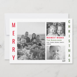 Rood en Groen Kleur Pop Minimalistische Collage Feestdagenkaart