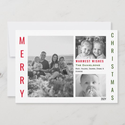 Rood en Groen Kleur Pop Minimalistische Collage Feestdagenkaart (Voorkant)