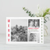 Rood en Groen Kleur Pop Minimalistische Collage Feestdagenkaart (Staand voorkant)