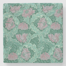 Rood en groen krans patroon (door William Morris) Stenen Onderzetter