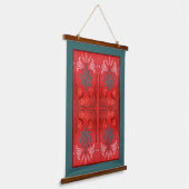 Rood en Groen Lelie Bloemen Stencil Art Abstract Hangend Wandkleed (Gebogen)