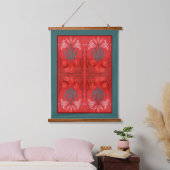Rood en Groen Lelie Bloemen Stencil Art Abstract Hangend Wandkleed (Slaapkamer)