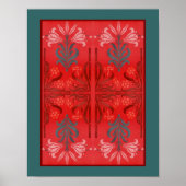 Rood en Groen Lelie Bloemen Stencil Art Abstract Poster (Voorkant)