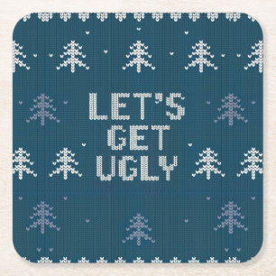 Rood en groen lelijk T-shirt feest Kerstmis Kartonnen Onderzetters