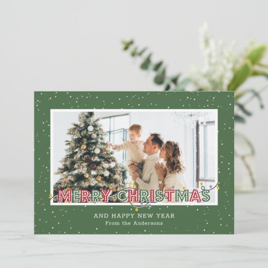 Rood en groen licht kerstkaarten feestdagenkaart (Staand voorkant)