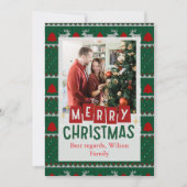 Rood en groen  Lijst Vrolijk kerstfeest Feestdagenkaart (Voorkant)