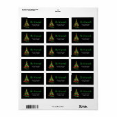 Rood en groen lint kerstboom etiket (Full Sheet)