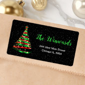 Rood en groen lint kerstboom etiket