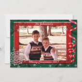 Rood en groen lintje Lijst kerstkaart (Voorkant)