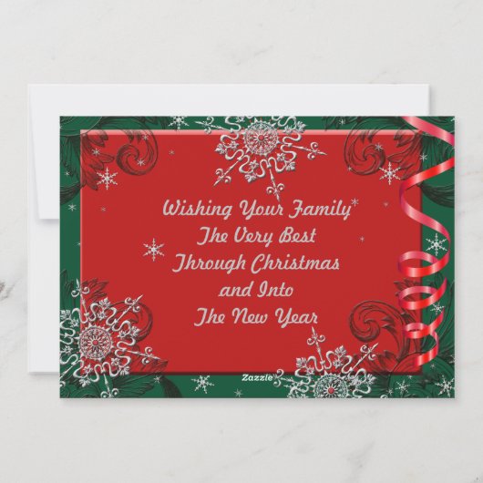 Rood en groen lintje Lijst kerstkaart (Achterkant)