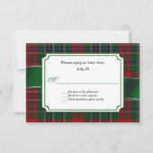 Rood en Groen MacClain Tartan Bruiloft RSVP (Voorkant)