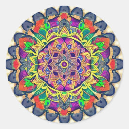 Rood en groen Mandala Klassic Round Sticker