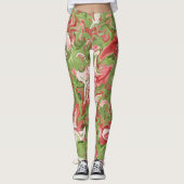 Rood en Groen Marmer Abstract Patroon Kerstmis Leggings (Voorkant)
