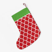 Rood en groen Marokkaans Quatrefoil Monogram Kleine Kerstsok (Achterkant (Hangend))
