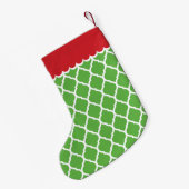 Rood en groen Marokkaans Quatrefoil Monogram Kleine Kerstsok (Achterkant (Hangend))