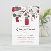 Rood en Groen Mason Jars Repetitie Diner Kaart (Staand voorkant)