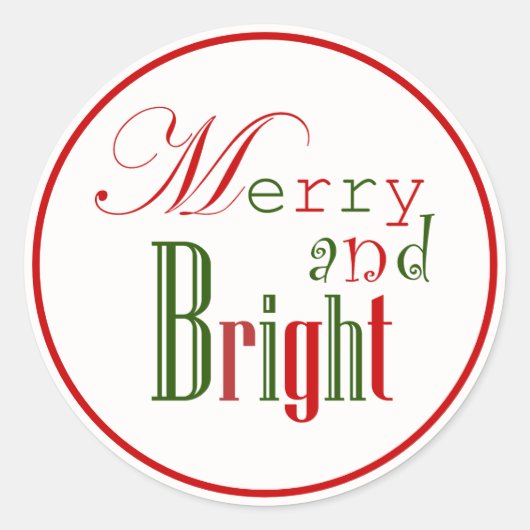 Rood en Groen "Merry and Bright" Xmas Stickers (Voorkant)